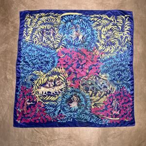 Multicolor Greek Art Motif Satin Scarf Greece Athletes Horses Floral Leaves